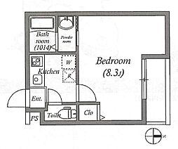 EN西ノ京二条 4階1Kの間取り