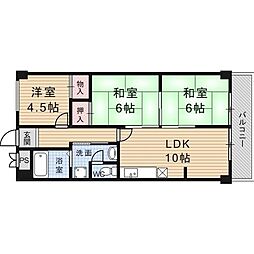 足立ハイツ竹田 7階3LDKの間取り