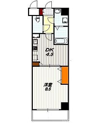 ベルドミール洛南 2階1DKの間取り