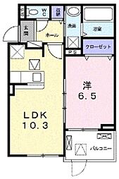 カーサアリビオ 1階1LDKの間取り