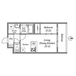 アドバンス京都リエートII 202 2階1LDKの間取り