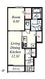 グリュックハイム 1階1LDKの間取り