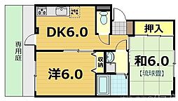 メゾンヴァンヴェール 1階2DKの間取り