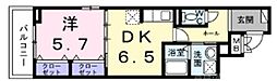 梅津東構口町アパート 1階1DKの間取り