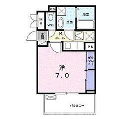 プログレスVII番館西屋敷 1階1Kの間取り