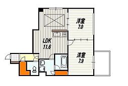 S-FORT知恩院前 3階2LDKの間取り