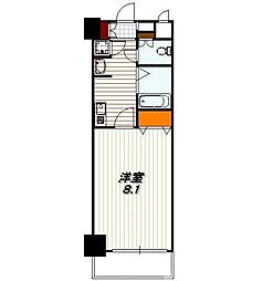 ロイヤルコート院町 4階1Kの間取り