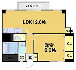 レジデンス四条 5階1LDKの間取り