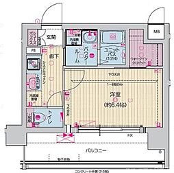 プレサンスTHE KYOTO東福寺WEST 2階1Kの間取り