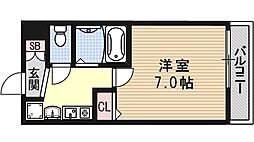 KDXレジデンス西院 2階1Kの間取り