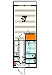 シェルブール西院 2階1Kの間取り