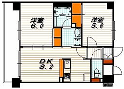 エステムプラザ京都河原町通 3階2DKの間取り