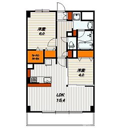 ザ・グレース京都岡崎 2階2LDKの間取り