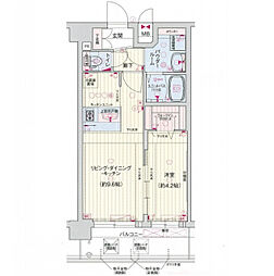 プレサンスTHE KYOTO華苑 6階1LDKの間取り