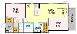 仮）D-ROOM京都市右京区西院小米町 2階2LDKの間取り