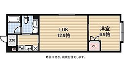 Optima御所西藪之内町 1LDKの間取図画像