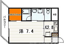 モノ・コモド御前 1Kの間取図画像