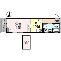 ドーリアNIJO駅東 1Kの間取図画像