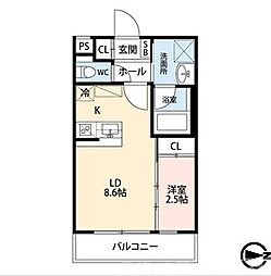 エストゥルース京都II 1LDKの間取図画像