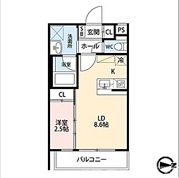 エストゥルース京都II 1LDKの間取図画像