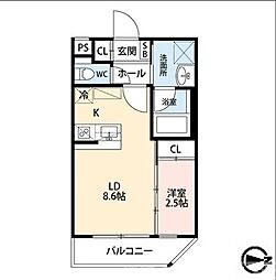 エストゥルース京都II 1LDKの間取図画像