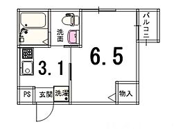 オリエント五条坂 1Kの間取図画像