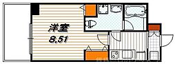 フォース二条城東 1Kの間取図画像