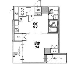 グラシオン西陣 1DKの間取図画像