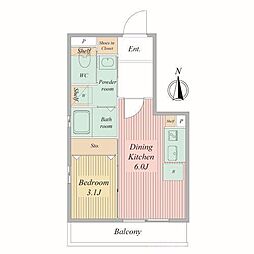 Live Flat京都西院 1DKの間取図画像