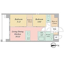 京都市上京区西上善寺町マンション 2LDKの間取図画像