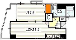デ・リード河原町 1LDKの間取図画像