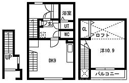 ブリエ松原 1LDKの間取図画像
