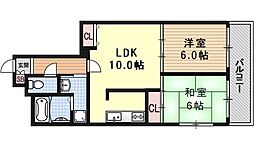 Uresidence二条城 2LDKの間取図画像