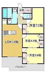 Plume葛野三条 3LDKの間取図画像