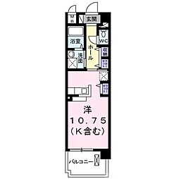 ソレアード小柳 ワンルームの間取図画像