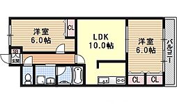 Uresidence二条城 2LDKの間取図画像