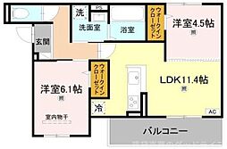 スペチアーレくいな橋 2LDKの間取図画像
