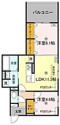 GRAMM北浜 2LDKの間取図画像