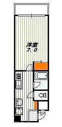 サンロイヤル五条 1Kの間取図画像