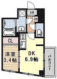ファステート京都東寺グラン 1DKの間取図画像