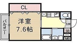 グランレブリー桂川 1Kの間取図画像