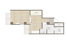 フレーヴァー北山 1DKの間取図画像
