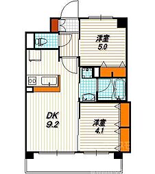 エステムプラザ京都聚楽第雅邸 2DKの間取図画像