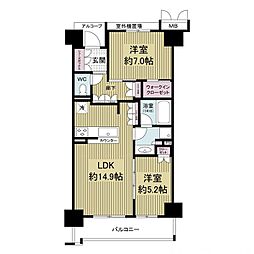 ブランシエラ二条城 2LDKの間取図画像