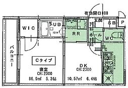 GARNETRESIDENCE聖護院1 1DKの間取図画像