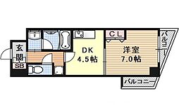 エス・キュート京都下鴨東 1DKの間取図画像