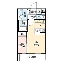 エストゥルース京都II 1LDKの間取図画像