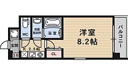 アスヴェル京都二条烏丸 1Kの間取図画像