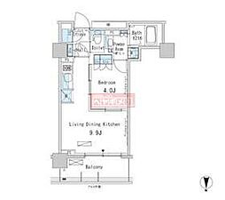 パークアクシス蒲田ステーションゲート 13階1LDKの間取り