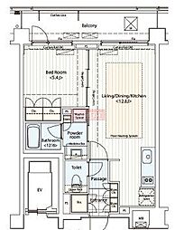 カスタリア鶴見 3階1LDKの間取り